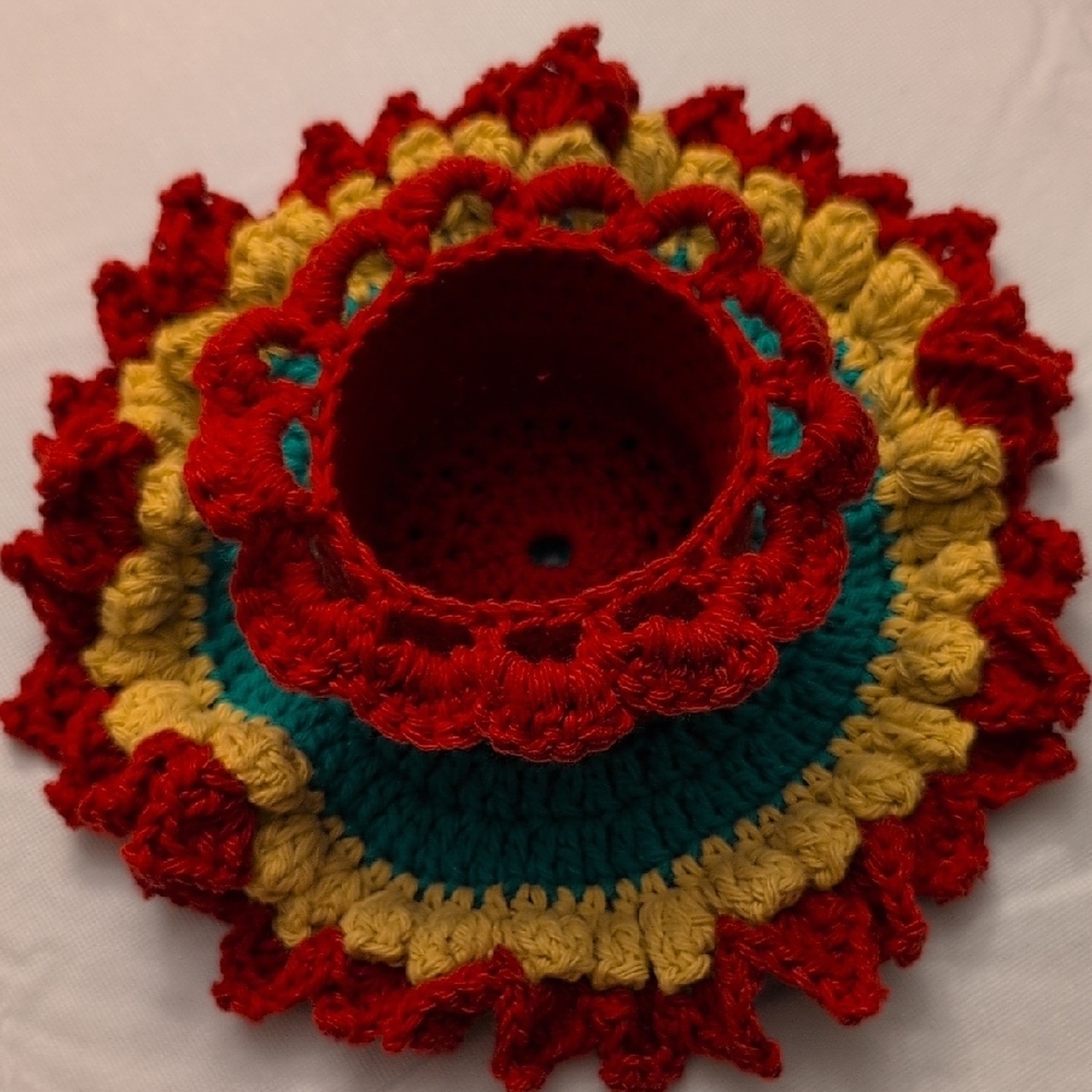 HANDMADE Colorful Crochet Candle Holder - Picture 10 of 11